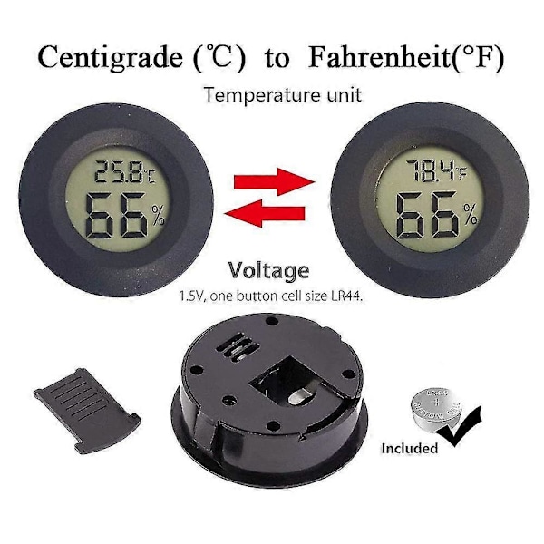 2 stk mini hygrometer termometer digital LCD skjerm innendørs/utendørs hygrometer temperatur