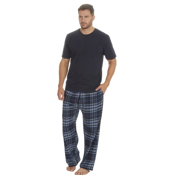 Embargo mænds plaid kortærmet pyjamas i marineblå Navy S