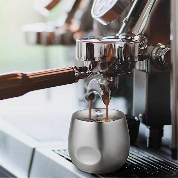 Espresso-koppar, 200ml Rostfritt Stål Isolerad Dubbelväggad Osplitterlig Espresso-koppuppsättning med 2, Perfekt Present till Män