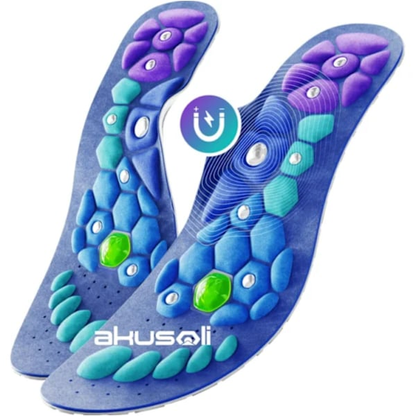 Akusoli Akupainantapohjalliset, Unisex Ortopediset pohjalliset jalkakivun lievitykseen Blue L
