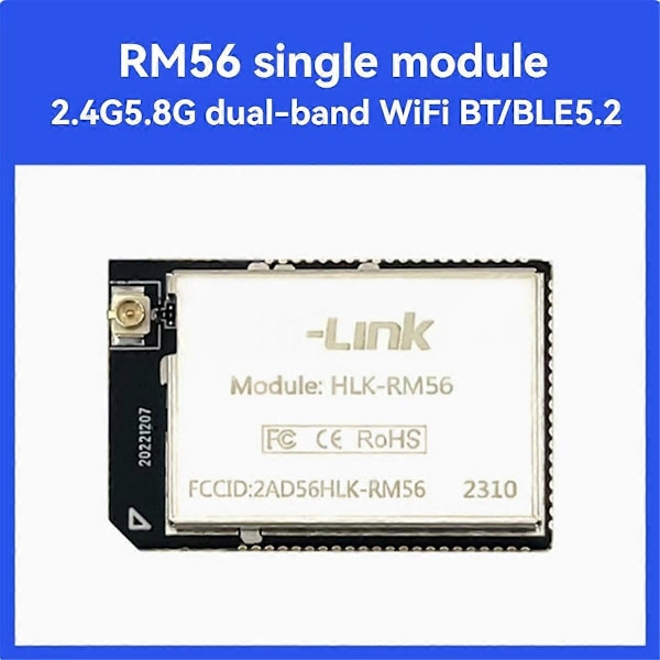 RM56 WIFI-moduuli 2.4G/5.8G DualBand WIFI+BT/BLE5.2 Tukee Standardia 802.11 A/B/G RM56 Moduuli