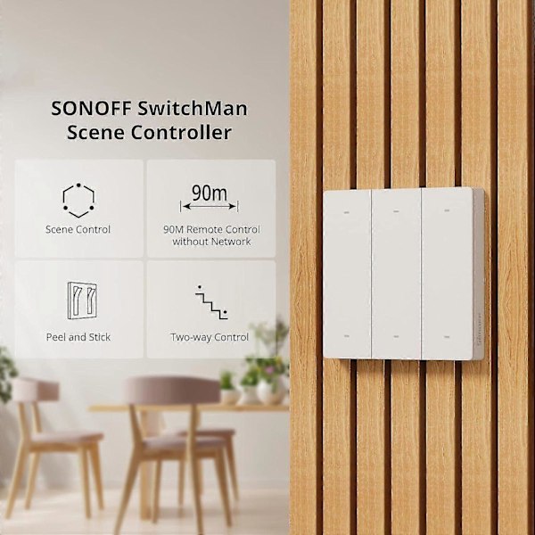 R5w Älykäs kotinäkymien kaukosäädin 6 painikkeen langaton kytkin, toimii M5 älyseinäkytkimen ja B05-bl-a60 älykkään Wifi-lampun kanssa