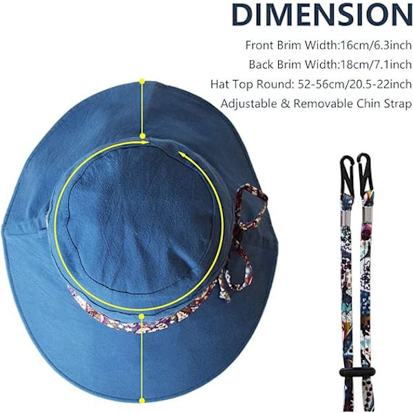 UV-skyddande bomulls solhatt sommar UPF 50+ solvisir med nackhuva dragsko för flickor