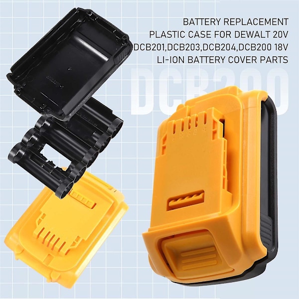 Batteriutbytes Plastfodral för DeWalt 20V DCB201,DCB203,DCB204,DCB200 18V Li-Ion Batteri Skydd Delar för 3A 4A 5A