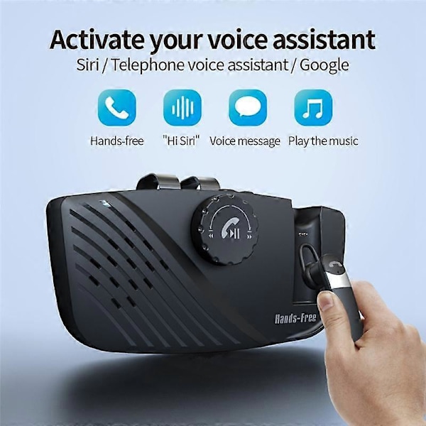 Bil Bluetooth 5.0 Sender Modtager Trådløs Solskærm Håndfri Højttaler Car Kit med Lyd