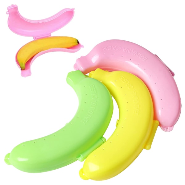 Bananlåda, 3-pakkaus Bananhållare i olika färger Utomhusresor Söt Banana Protector Förvaringslåda