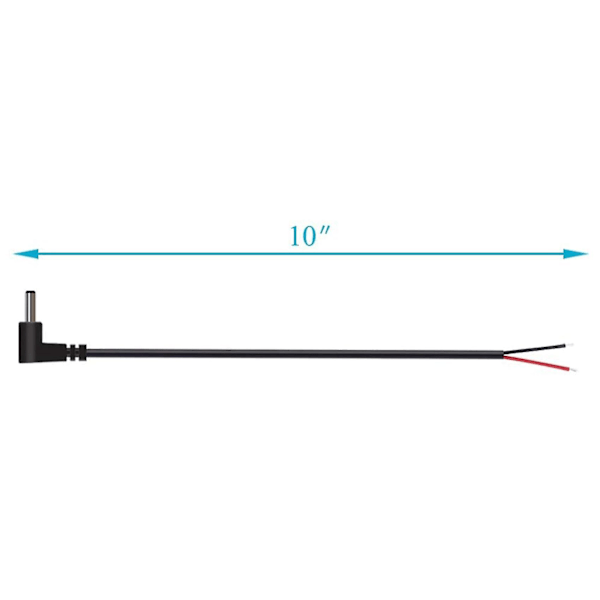 (10 stk.) Udskiftning 3,5 mm x 1,35 mm 90 graders højre vinkel DC han stik til bar ledning åben ende pigtail