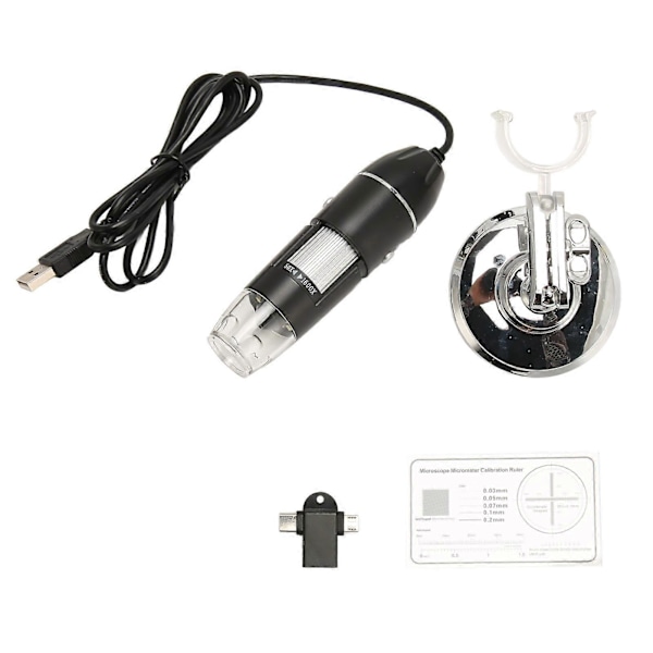 USB-digitaalinen mikroskooppi 1600X suurennos 8 LED-valoa Kannettava HD-digitaalinen mikroskooppi Windowsille OS X:lle Androidille