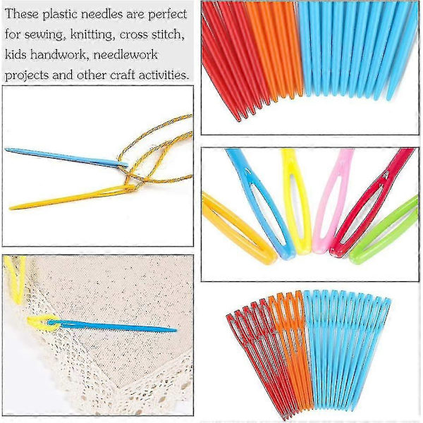 50 stk Store Øjne Plastiknåle, 2,7 tommer/7 cm Læringsnåle, Sikkerhedsplastik Lacing Nåle Til Børn Og Håndlavet Håndværk (tilfældig Farve)