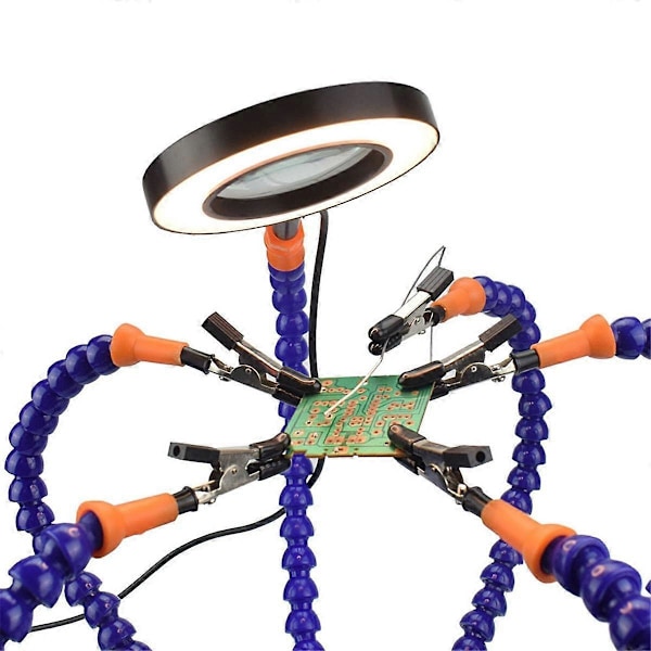 Elektronisk lödhjälp med 3X förstoringsglas LED-ficklampa USB-svetsrökutsugsfläkt för PCB IC-reparation