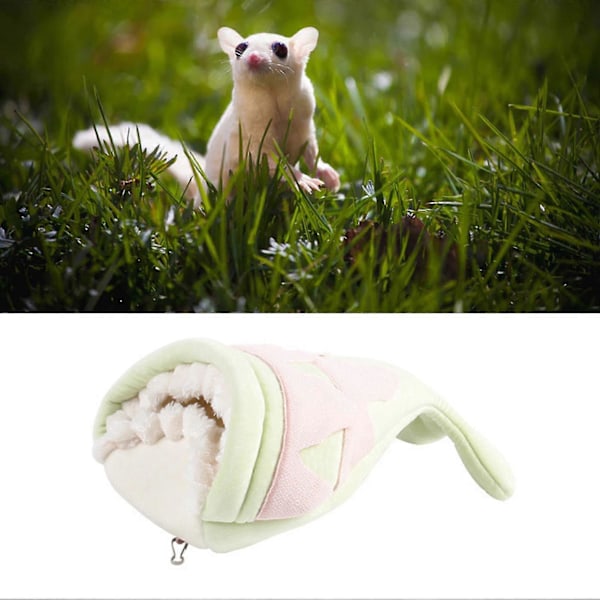 Grön Söt Form Liten Husdjur Hängande Bur Mjuk Bekväm Hamster Hängande Sovsäck med Metallkrok för Marsvin