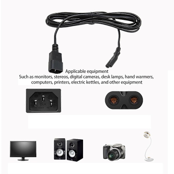 IEC320 C14 - IEC320 C7 Virtajohto 10A 250V 2500W IEC320 C14 Urosta IEC320 C7 Naaraase Virtajohto Kaapeli 100?250V 9.8ft