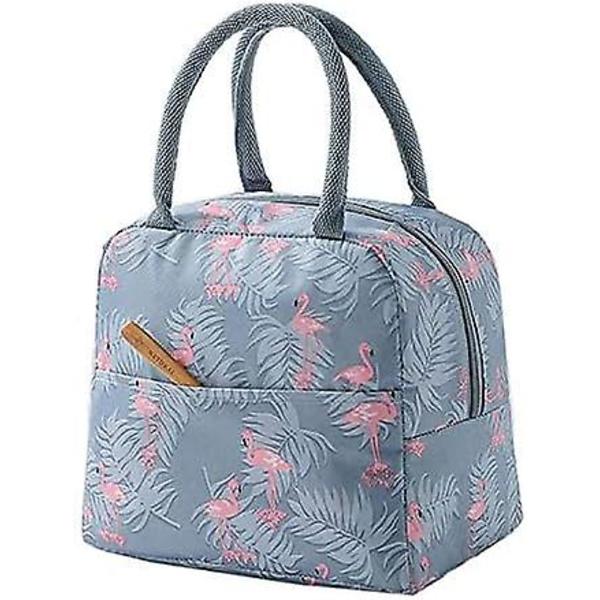 Lunchväska med Flamingo-design, grå - 6L liten kylväska för arbete och utomhusaktiviteter