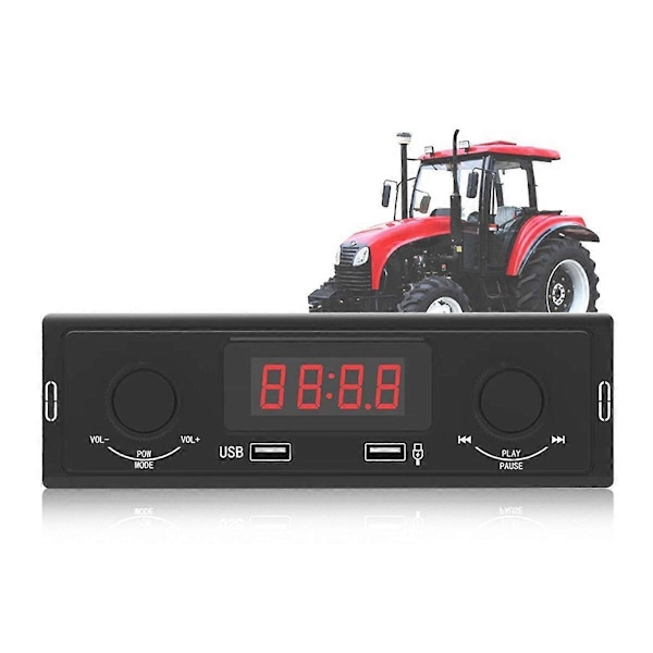 Trehjuling FM-radio MP3-spiller Bluetooth bilstereo USB-lading LED-skjerm for landbruksmaskiner