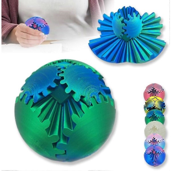 3D-tryckt kugghjulssnurrboll Fingertoppsleksak Kugghjulssnurrboll Populär fingertoppsleksak Stressboll 8 cm Green