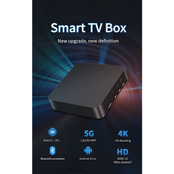 Android TV-box, 4k HDR Streaming Media Player, 4gb +32gb Core Smart TV-box 4GB+32GB