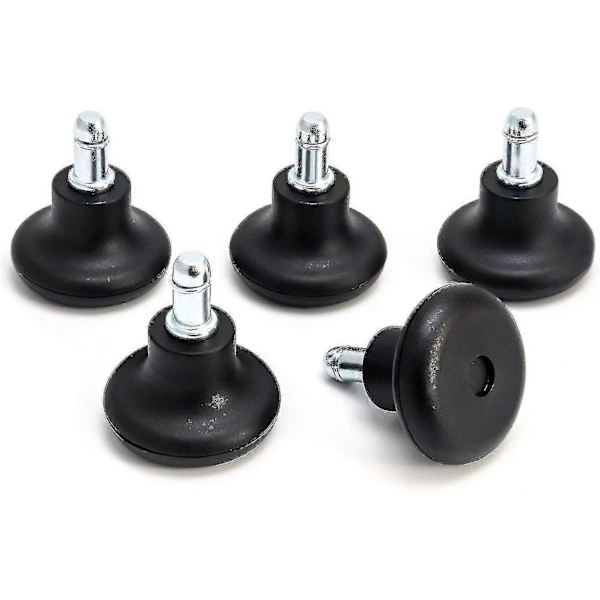 Kontorstolglider 5 stk, Gulvglider for kontorstol, Svingstolglider Stativ 11 mm x 22 mm, Stolbeglider, Svart