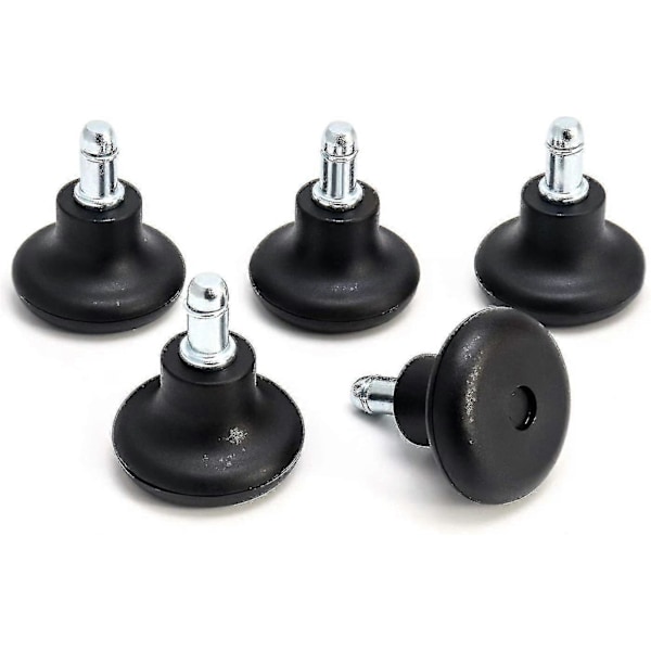 Kontorstolsglidere 5 stk., Gulvglider til Kontorstol, Drejestol Stolglidere Stativ 11 mm x 22 mm Skaft, Stolfodsglidere, Sort