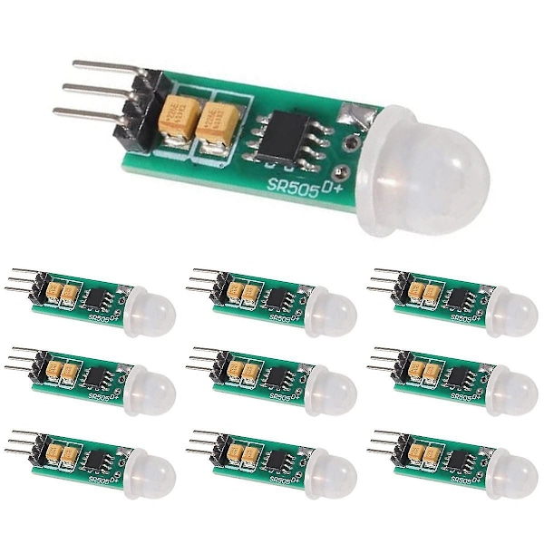 10 st -sr505 Justera Ir Pyroelektrisk Infraröd Mini Pir Modul Rörelse Sensor Detektor Modul För