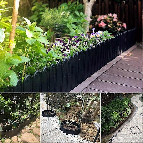 Trädgårdskanter i Cobblestone-stil, 3 meter Dekorativt Staket för Gräsmatta och Landskapspatio