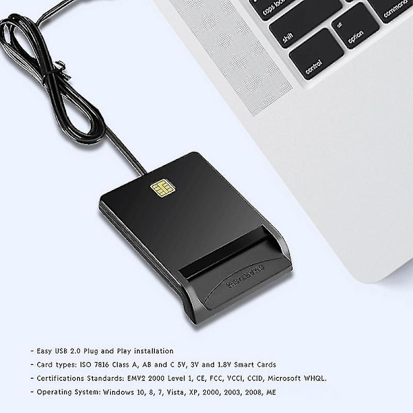 ROCKETEK SCR1 USB 2.0 Smartkortläsare ID SIM Bankkort Adapter