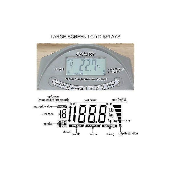 Camry 200 lbs/90 kg Digitaalinen Käteenvähennysmittari Automaattisella Tallennuksella