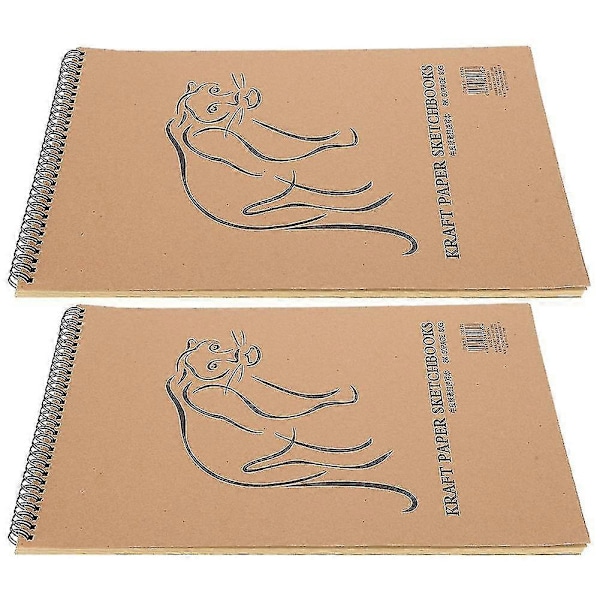 2 st Kraftpapper Skissbok Tjock Retro Skissblock Handmålad Konst Ritningsspiral Anteckningsbok