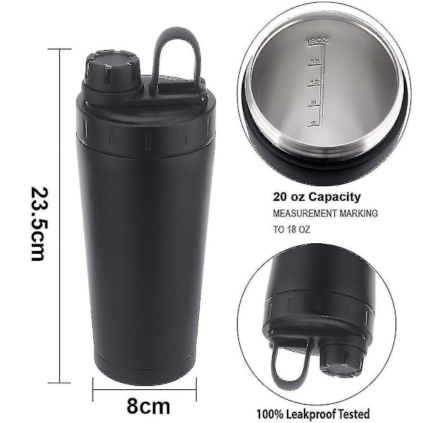 Rustfrit Stål Protein Shakerflaske Isoleret Holder Varmt/Koldt