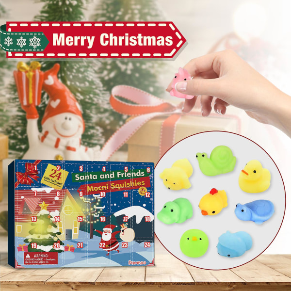 Adventskalender 2022 Julnedräkningskalenderleksak 24st Olika söta Mochi-djur Squishy leksaker för barn