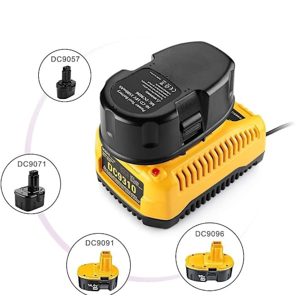 DC9310 Erstatningslader for Dewalt NiCd og NiMH batterier 7.2v-18v DC9096 Dc9098 Dc9099 Dc9091 Dc9071 De9057 Dw9096