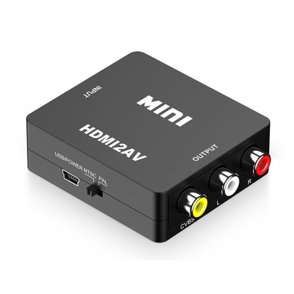 HDMI til AV/RCA 1080P Signalkonverter Universal black
