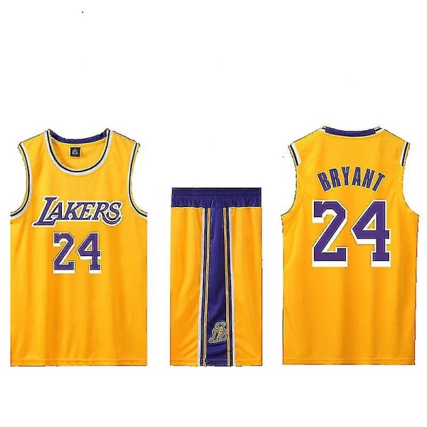 Kobe Bryant Basketballtrøje No.24 Lakers Gul Hjem Til Børn S