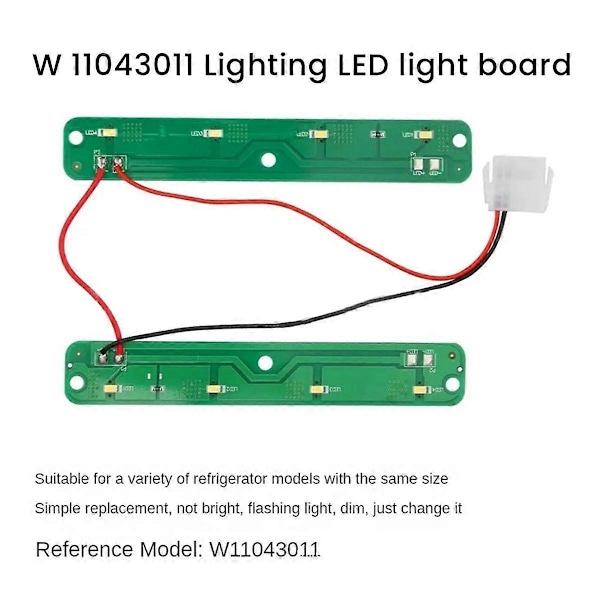 2 stk Kjøleskap LED Lysbrett for W11043011 PS12070396 (Bare PCB) Kjøleskap LED Lys