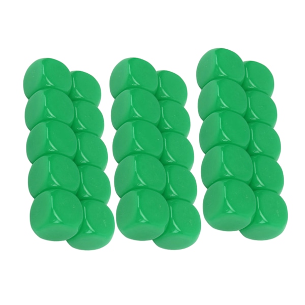 30PCS 16MM Blank Dice Set Plastic Rounded 6 Sided Dice Cubes For Game Party Fun DIY Sticker Math Teaching Green