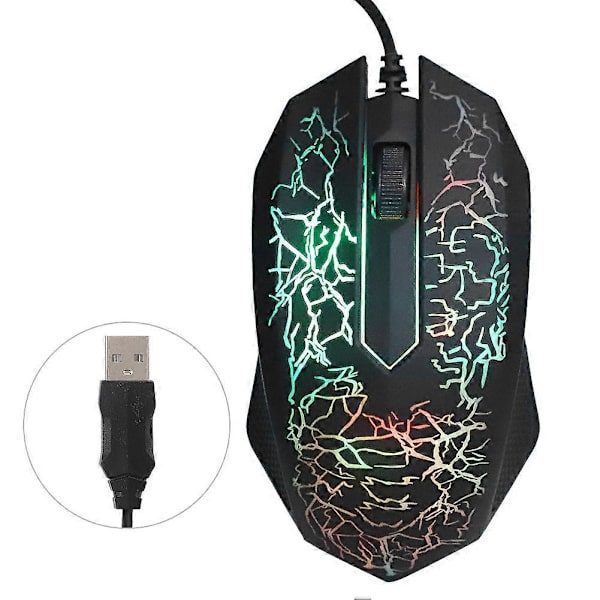 Optisk Mus Ledningsført Profesjonell Spill for LOL Fargerik Bakgrunnsbelysning Datamus A30Svart A30