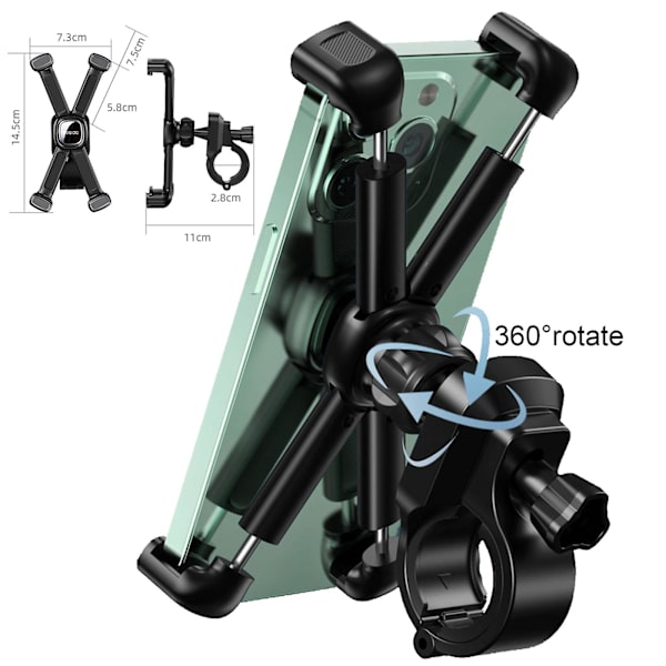 Universal Telefonholder Sykkelholder Med 360 Rotasjon For 3,5-6,5 Tommer