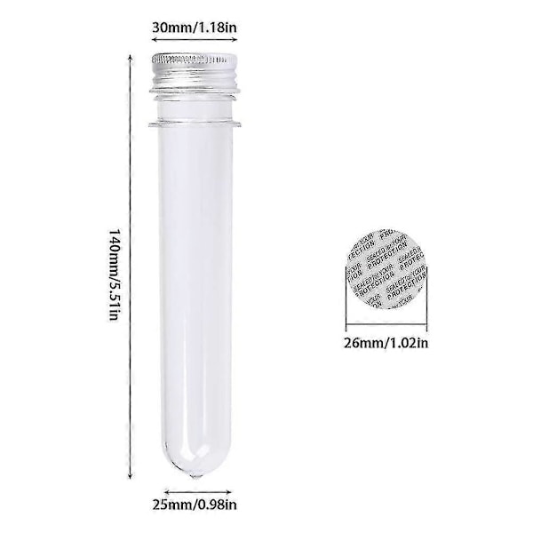 30 stk 40 ml Plastprøverør med Skrulokk Gjenbrukbare Transparente Beholderrør Transparente Tes