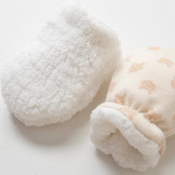 2 par Baby Anti-reporivarvhandskar Tjockt Bomull Varm Skyddande Handskar Nyfödda Handskar