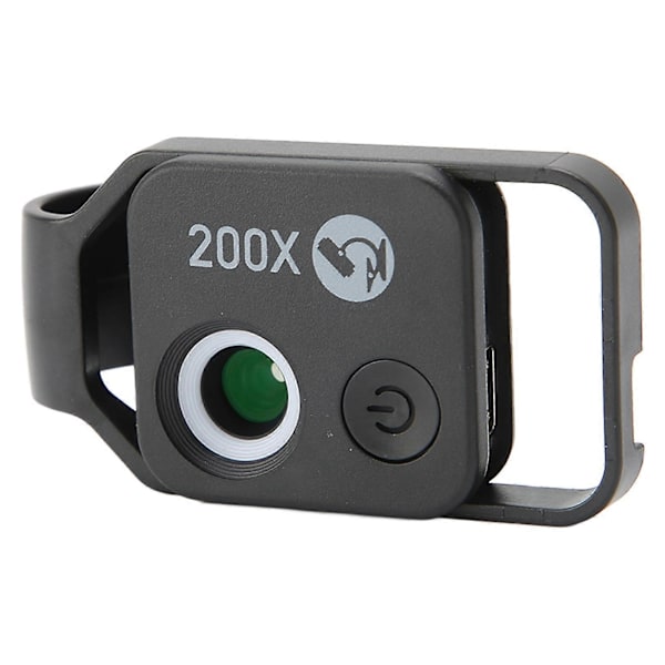 200X Telefon Mini Lomme Mikroskop med CPL Linse Universal Telefon Mikroskop Klip til iPhone til Android Sort