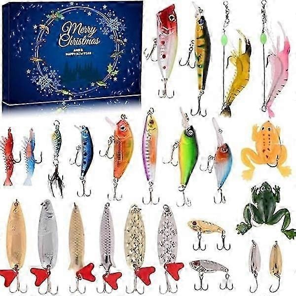 Fishing Christmas Calendar 2024 - Set of Fishing Tackle, Fishing Tackle for Adult Men Boys, Fishing Accessories (24 pcs)