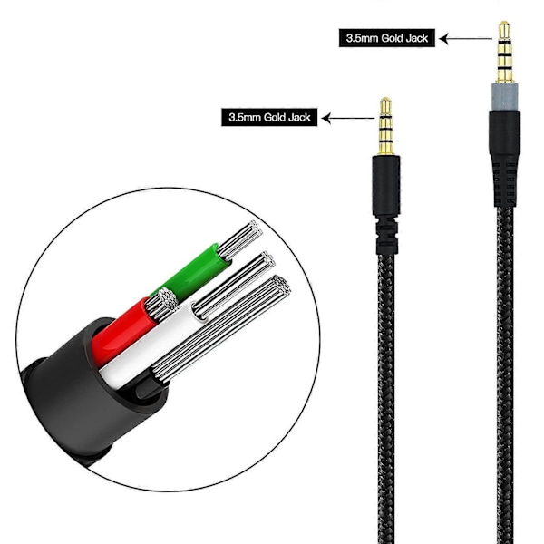 Nylonflettet erstatningskabel for 3,5 mm AUX-utvidelse for HyperX Cloud Mix for Alpha S Gaming-hodetelefoner