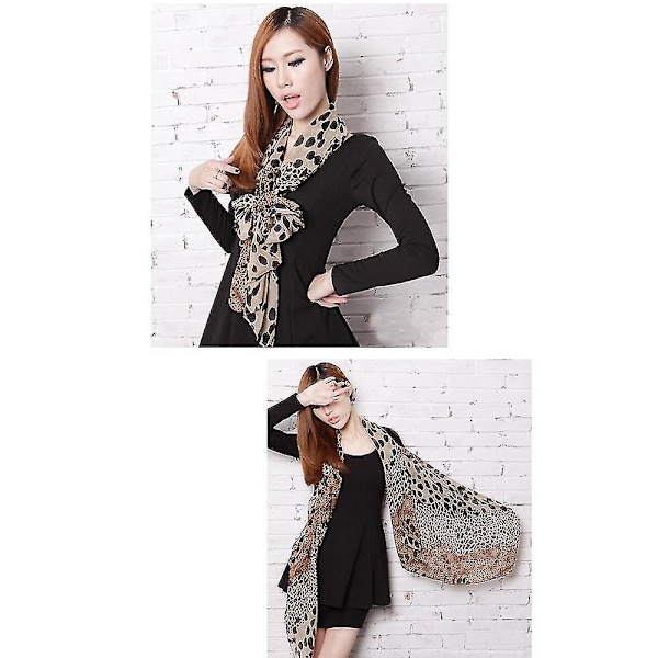 Dames Leopard Print Sjal Shawl Rejse Lang Blød Sarong Wrap Stole