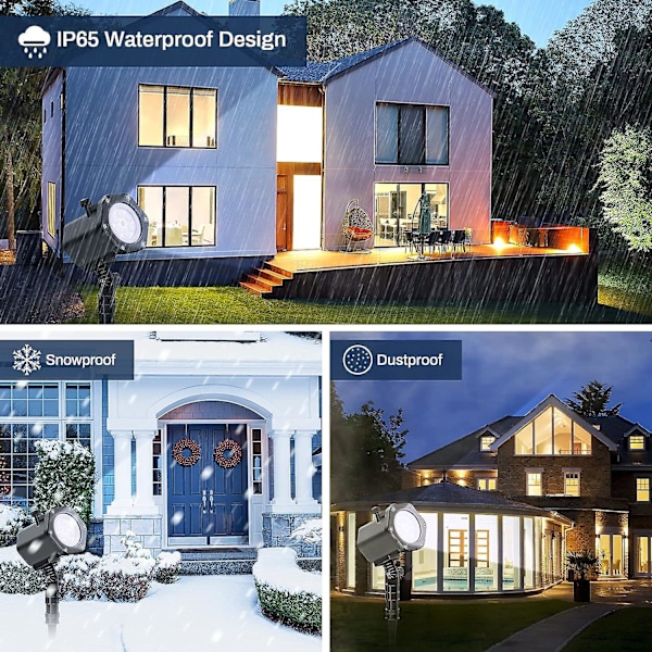 LED-juleprojektor - 12 mønster-effekter Vannbestandig innendørs og utendørs projektorlampe for høytider