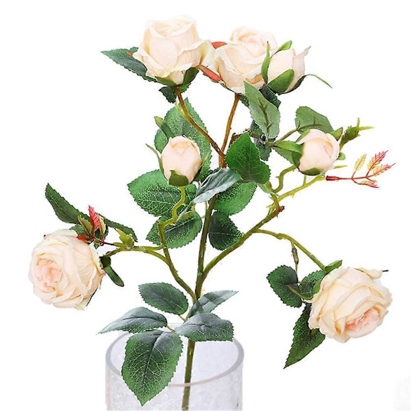 Høst 7 Hoder Små Silke Roser Bract Kunstig Blomst DIY Bryllup Hjem Decor (Champagne)