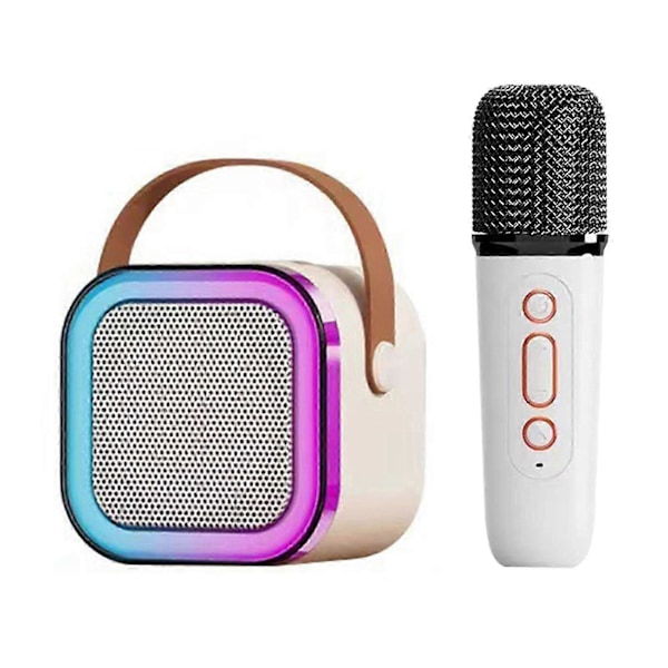 Mini Karaoke-laite Kannettava Kaiutin Langattomalla Mikrofonilla ja Valotehosteilla Kotijuhliin