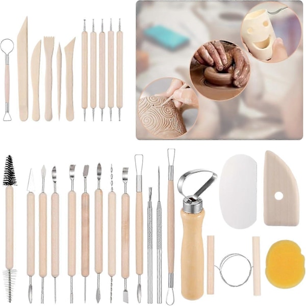 Lerverktyg 43 delar Keramikverktyg Lerskulpteringsverktyg Polymerlera Verktygssats Keramiska verktyg för DIY Hantverk Modellera Snideriverktyg Set