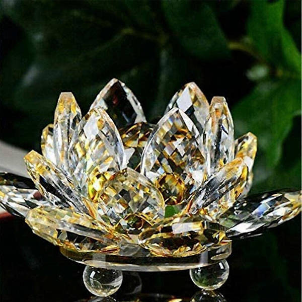Blå Krystal Blomster Ornamenter Krystal Lotus Indretning Krystal Glas Lotus Ornamenter Creat