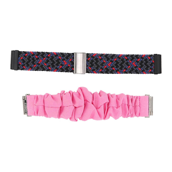 Vevd Nylon Klokkearmbånd med Rustfritt Stål Spenne 4 Fjærstang Utbytting Scrunchie Klokkearmbånd for Fitbit Versa