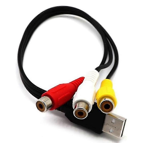 USB till 3RCA-kabel USB-hona till 3 RCA RGB Video AV Kompositadapter Konverteringskabel Sladdkontakt