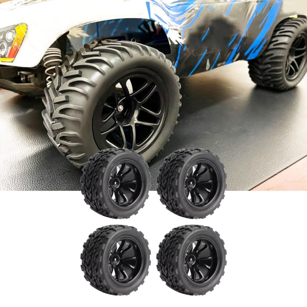 YO 4PCS RC Bil Dekk Gummi Svart RC Dekk og Felger Felgsett For TRAXXAS SLASH RC Short Course Truck 1/10